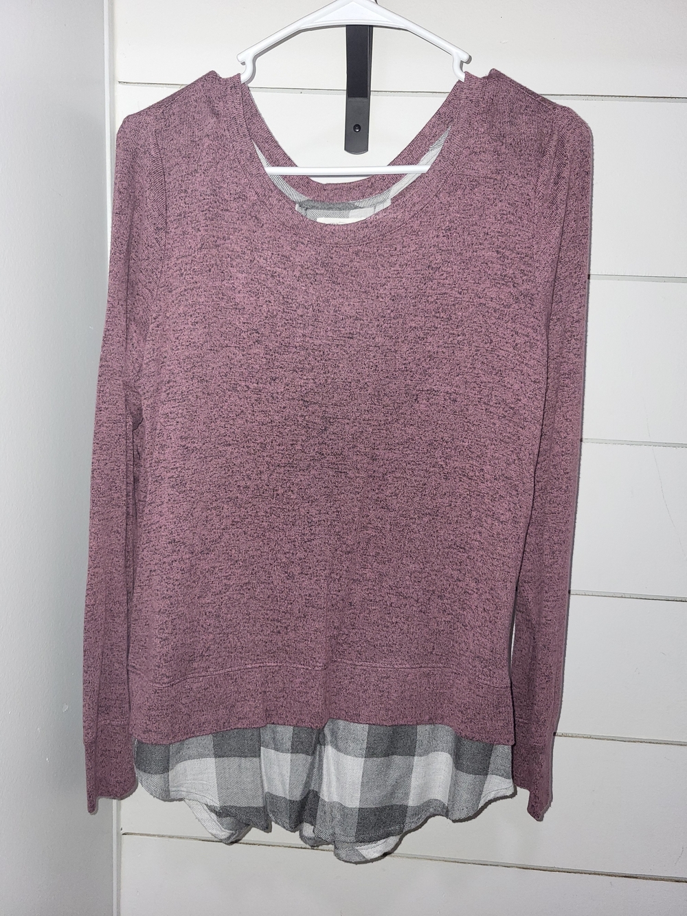Layered Hem Long-Sleeve Top in Mauve